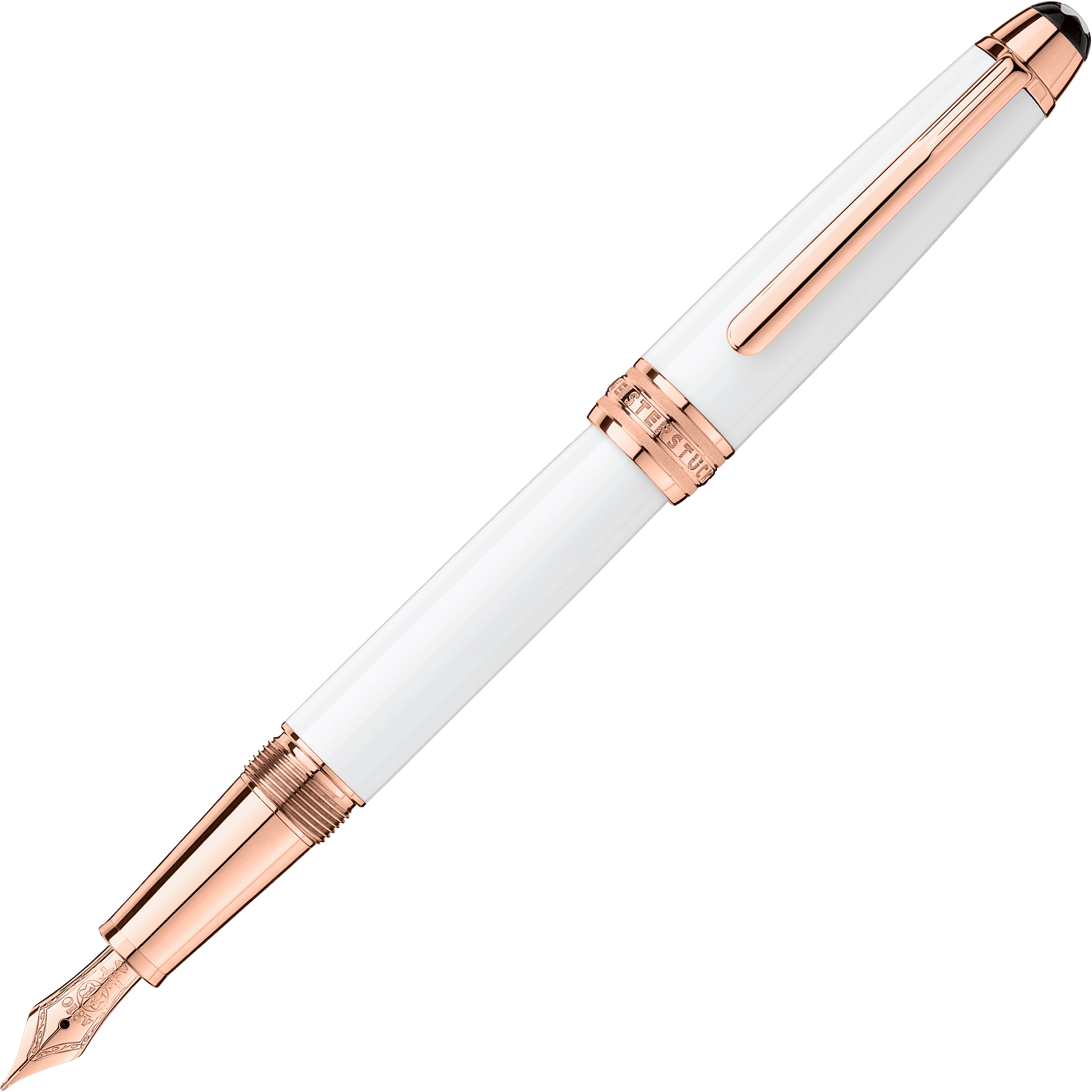 Meisterst&uuml;ck White Solitaire Rose Gold Classique Fountain Pen